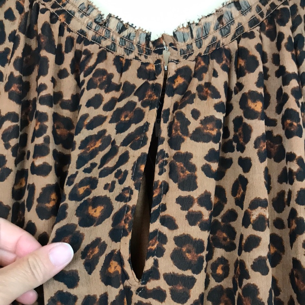 NWT Old Navy Women’s Leopard Print Long Sleeve Smocked Waist A-line Dress - Picture 4 of 12